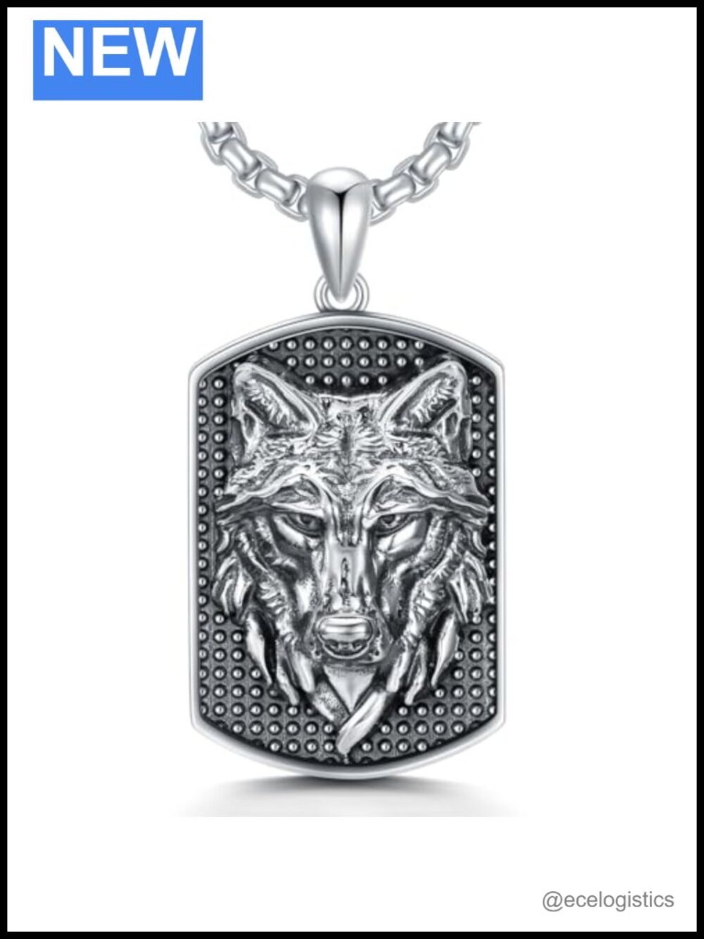 S925 Sterling Silver Wolf Necklace Handmade Pendant Gift for Men Women